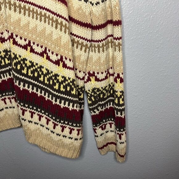 Great Northwest Knit Green Red Cream Full Zip Sweater Size 3X - Picture 4 of 9